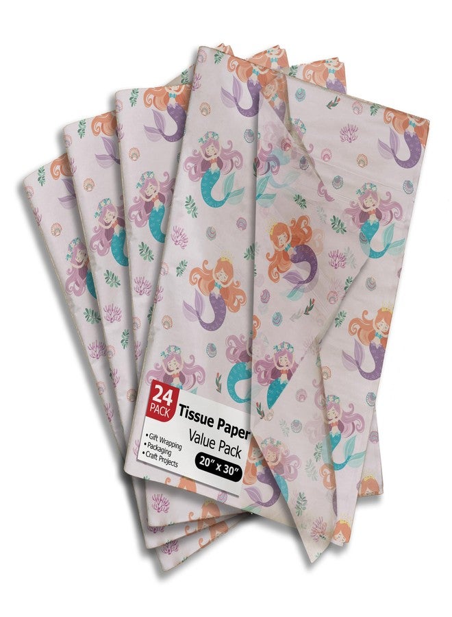 Pro Supply Global Mermaids Printed Tissue Paper for Gift Bags or Boxes and Wrapping - Bulk Decorative Art Tissue Paper for Packaging and Gifting | 24 Sheets 20" x 30" - Image 1